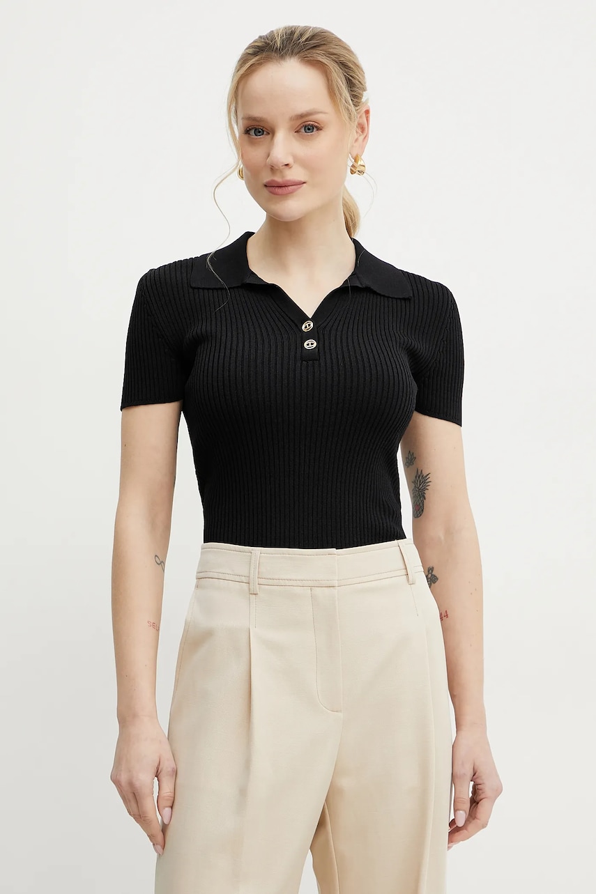Levně Polo tričko Twinset černá barva, 251TT3222