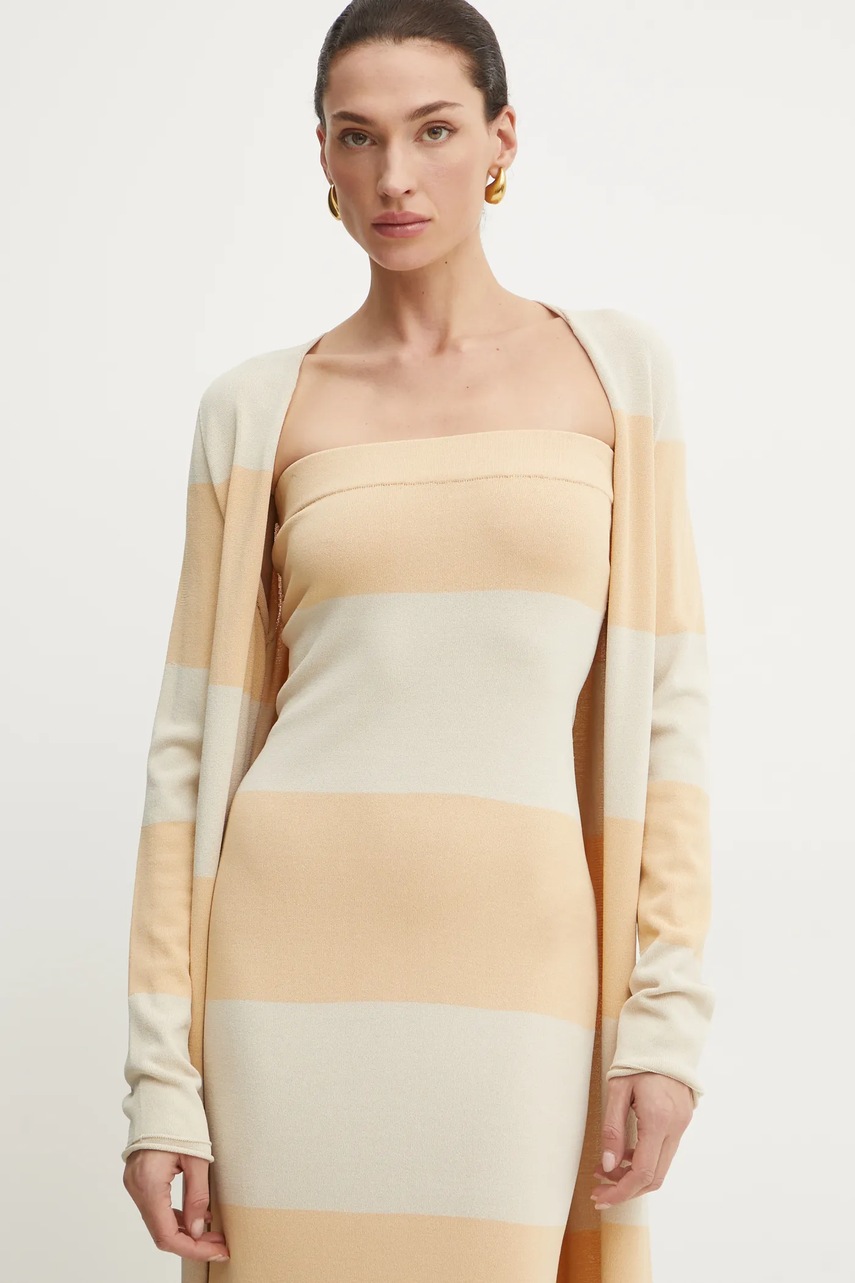 Πλεκτή ζακέτα Liviana Conti χρώμα: κίτρινο, F5SA39 φωτογραφία