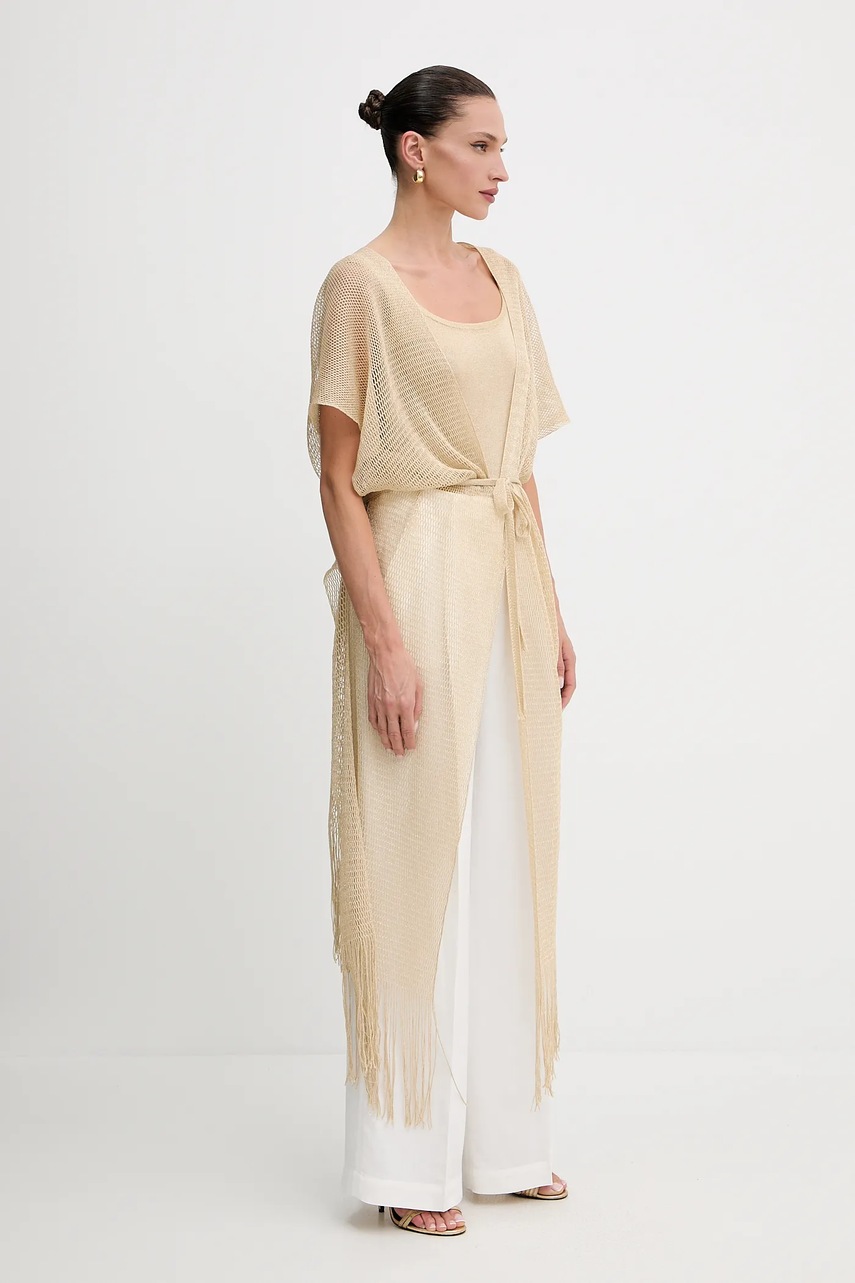 Πόντσο Liviana Conti χρώμα: μπεζ, A5SF65 φωτογραφία