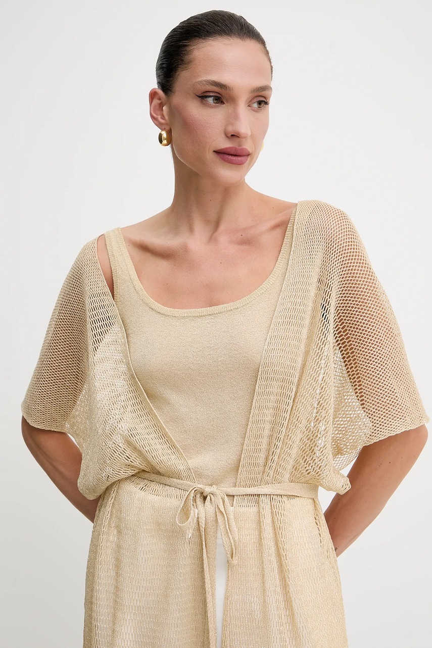 Πόντσο Liviana Conti χρώμα: μπεζ, A5SF65 φωτογραφία