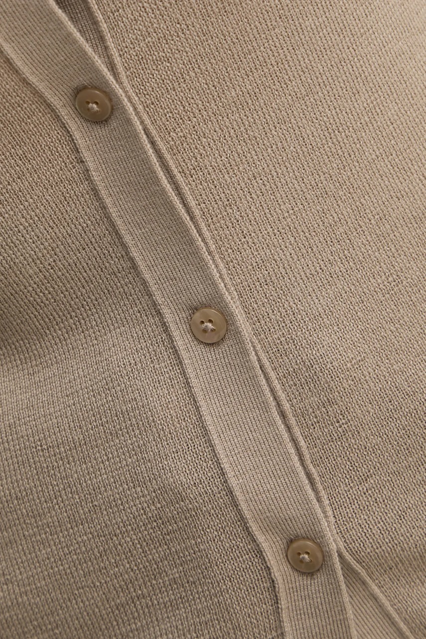 Μάλλινη ζακέτα Marc O'Polo χρώμα: μπεζ, 500556161009 φωτογραφία