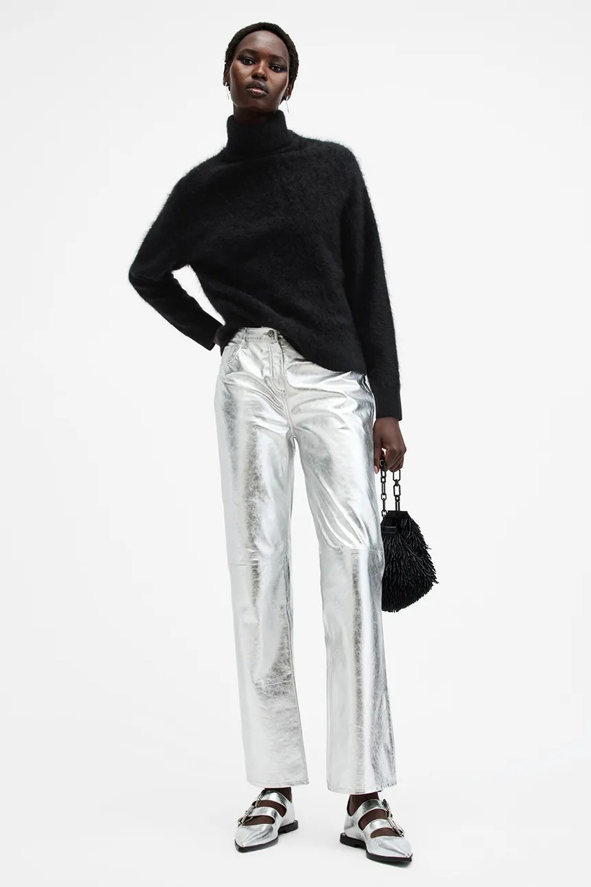 Светр з кашеміру AllSaints REBEL колір чорний теплий гольф W038KB 