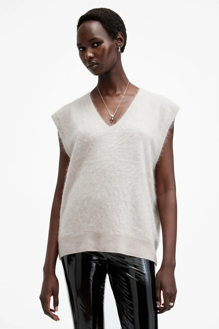 AllSaints pulover de casmir REBEL culoarea alb, W112KB