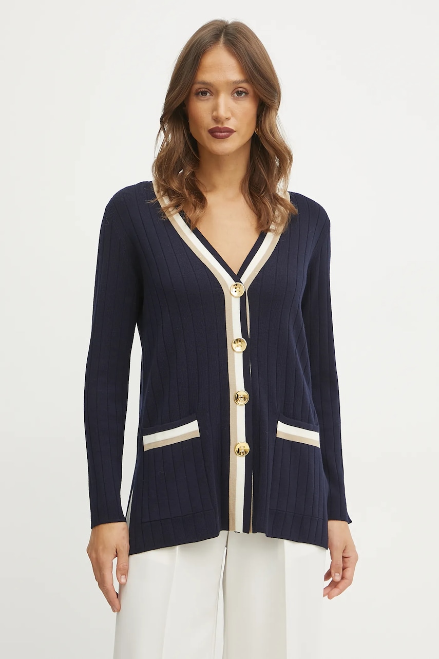 Luisa Spagnoli cardigan din lână femei, culoarea bleumarin, light, 58593 Luisa Spagnoli cardigan din lână femei, culoarea bleumarin, light, 58593
