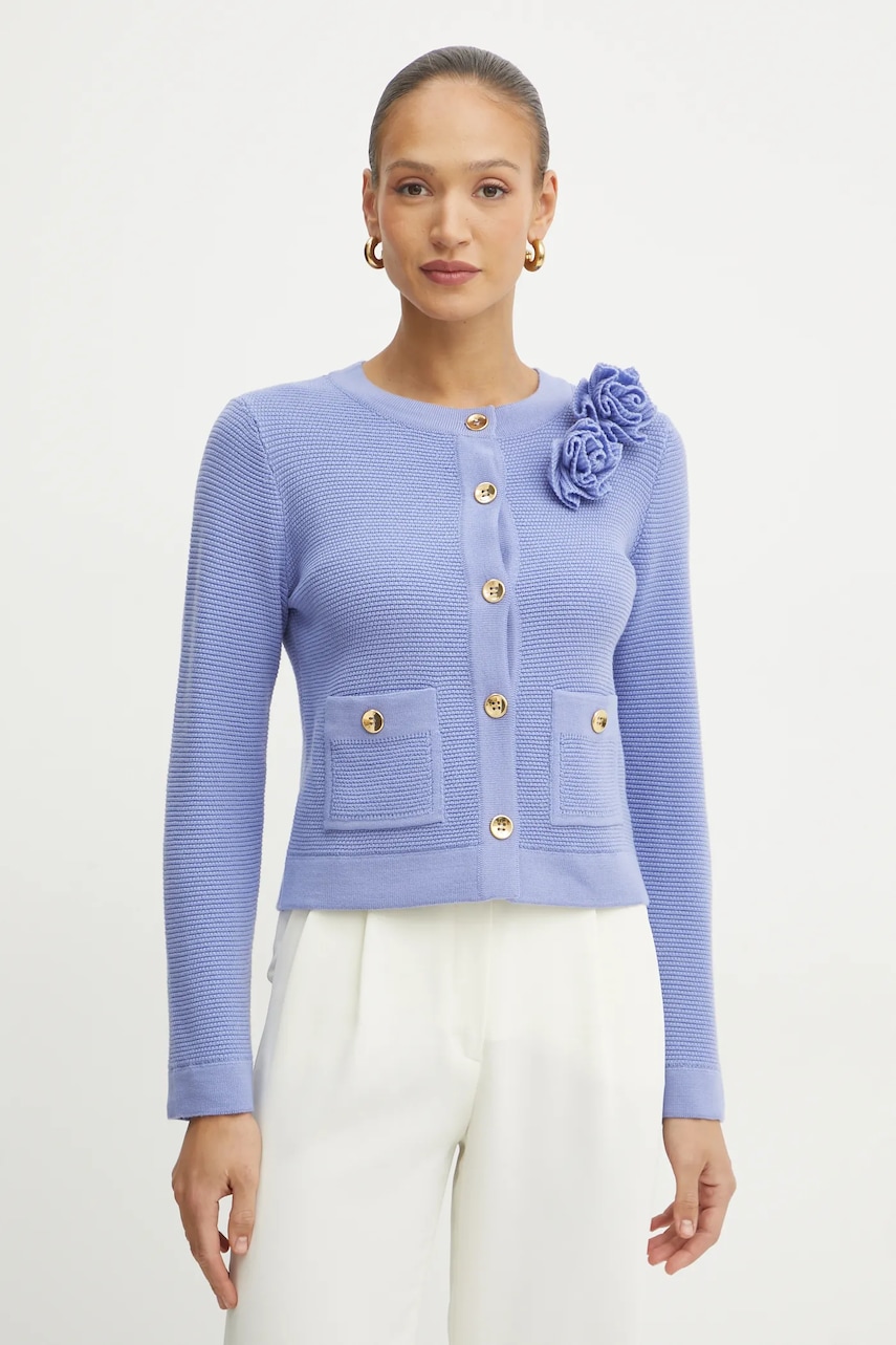 Luisa Spagnoli cardigan din lână femei, culoarea violet, 100023