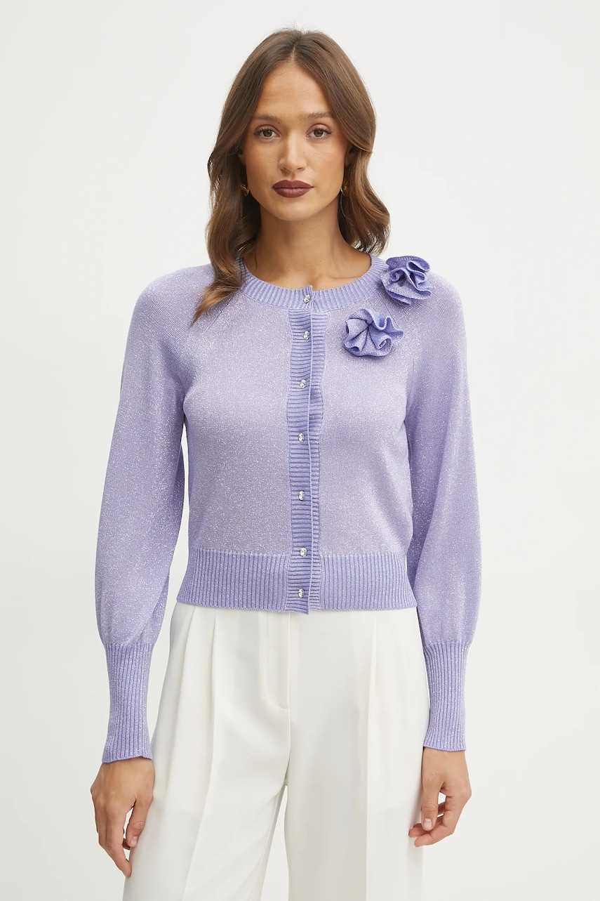 Luisa Spagnoli cardigan din lana femei, culoarea violet, light, 100024 Luisa Spagnoli cardigan din lana femei, culoarea violet, light, 100024
