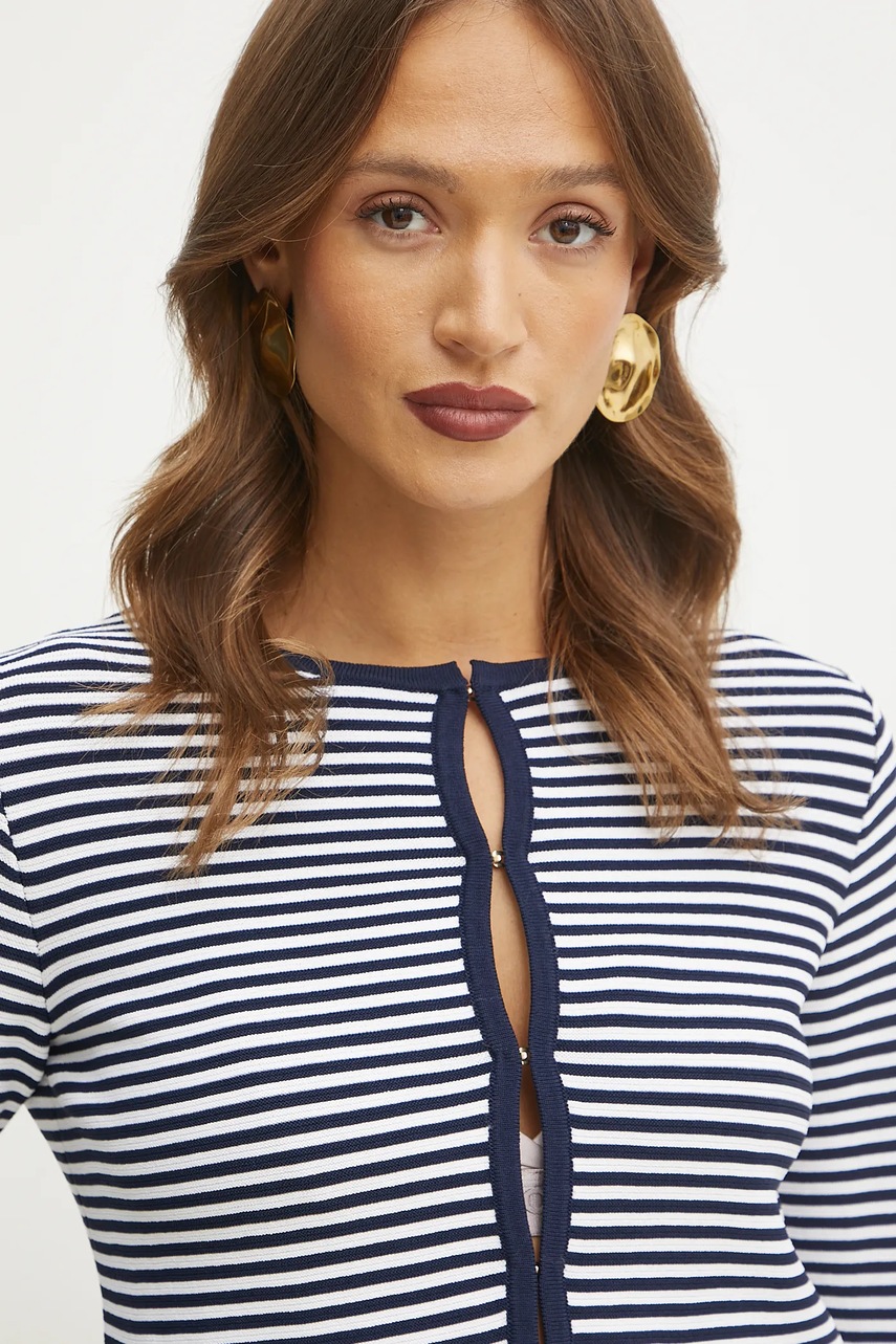 Πλεκτή ζακέτα Luisa Spagnoli χρώμα: ναυτικό μπλε, 58659 φωτογραφία