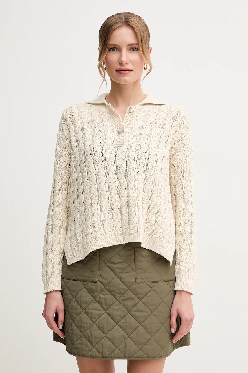 Marella pulover de bumbac ALEXIA femei, culoarea bej, 2513361035200