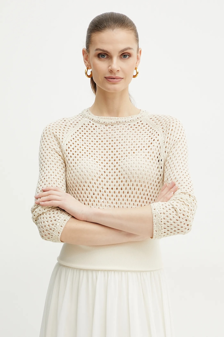 Marella pulover de bumbac Emme by Marella femei, culoarea bej, 2515361101200