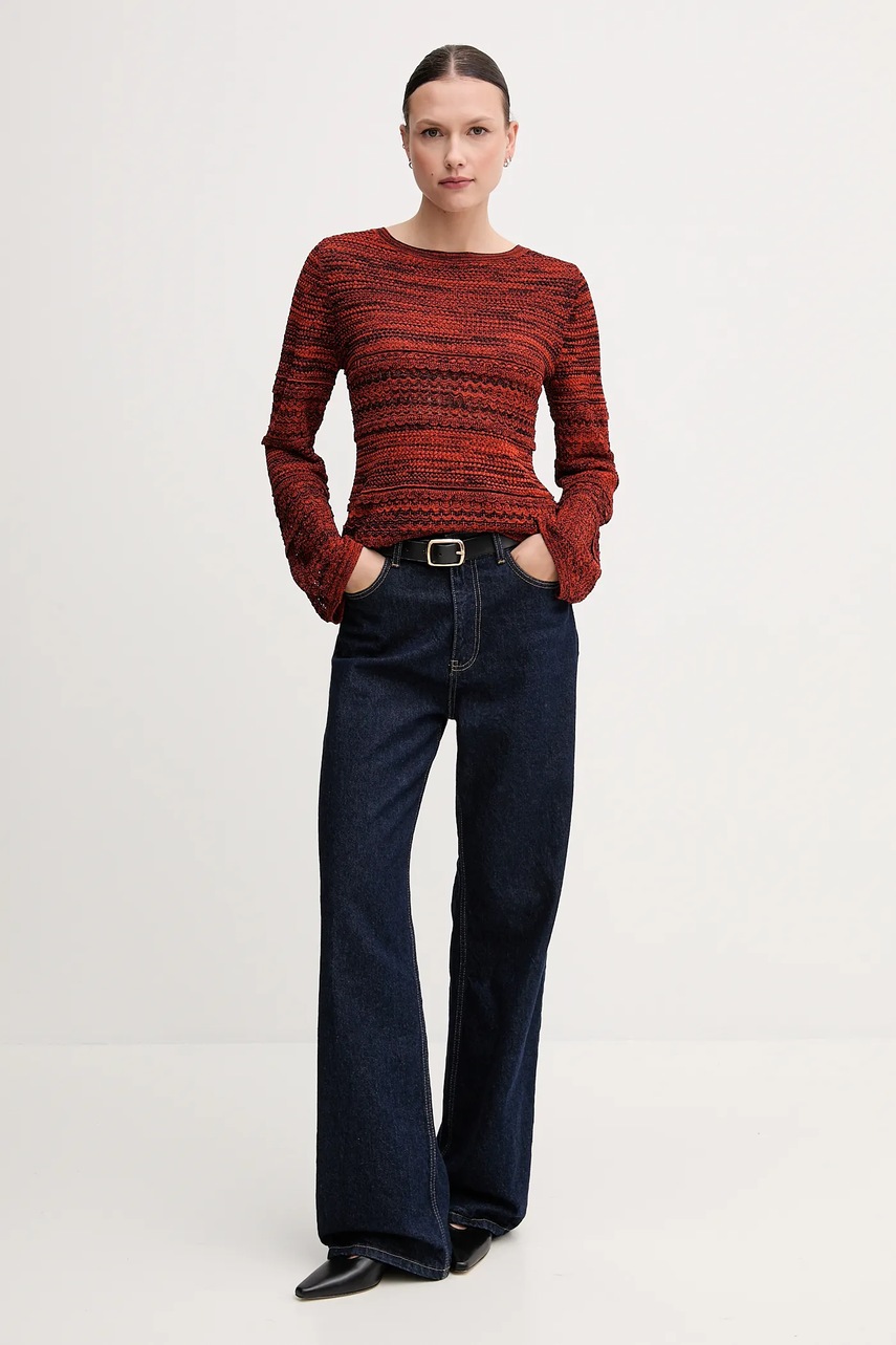 Свитер Sisley цвет оранжевый лёгкое 19EQL106E