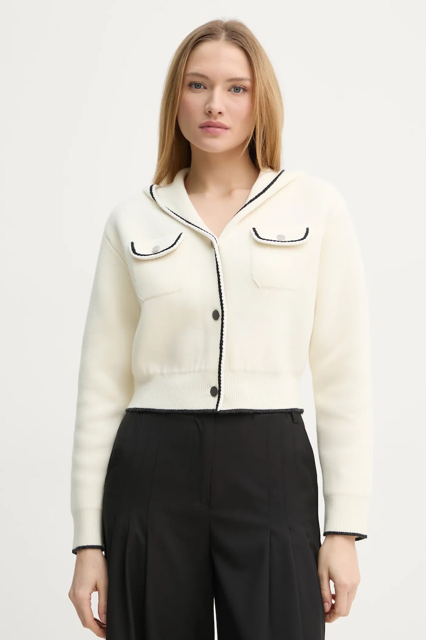 Theory cardigan din lana culoarea bej, călduros, O1111759 Theory cardigan din lana culoarea bej, călduros, O1111759