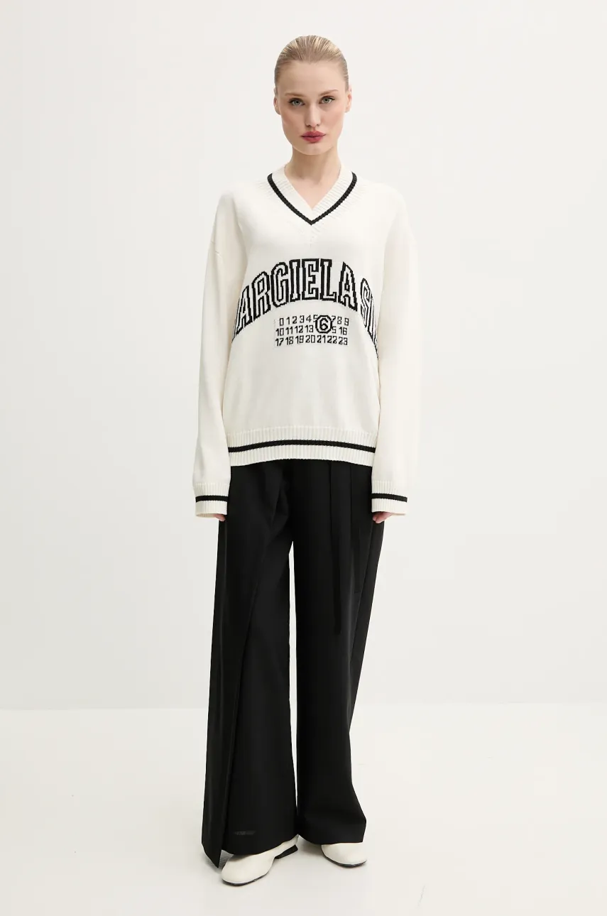 Свитер с примесью шерсти MM6 Maison Margiela женский цвет бежевый S52HN0009.M13085 Свитер с примесью шерсти MM6 Maison Margiela женский цвет бежевый S52HN0009.M13085