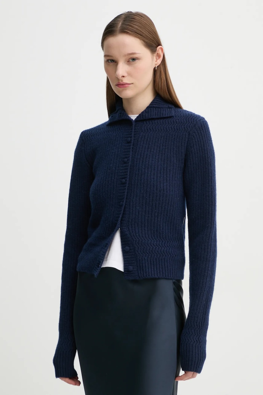 Remain cardigan din lana culoarea albastru marin, 5026661566 Remain cardigan din lana culoarea albastru marin, 5026661566