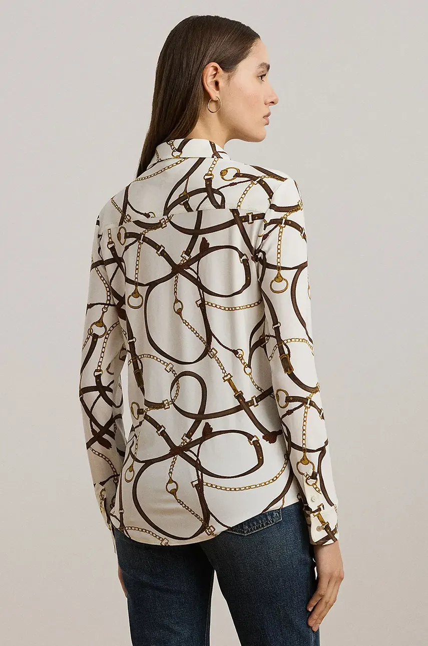 Рубашка Lauren Ralph Lauren женские цвет бежевый slim классический воротник 200963878 Рубашка Lauren Ralph Lauren женские цвет бежевый slim классический воротник 200963878