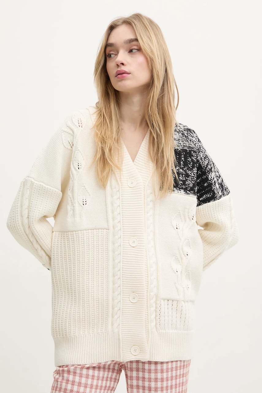 Moschino Jeans cardigan femei, culoarea bej, 0680 3209 Moschino Jeans cardigan femei, culoarea bej, 0680 3209