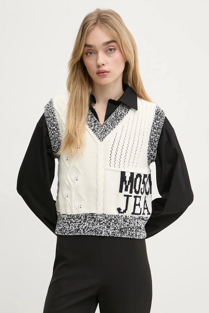 Moschino Jeans vesta culoarea bej, călduros, 0886 3209 Moschino Jeans vesta culoarea bej, călduros, 0886 3209