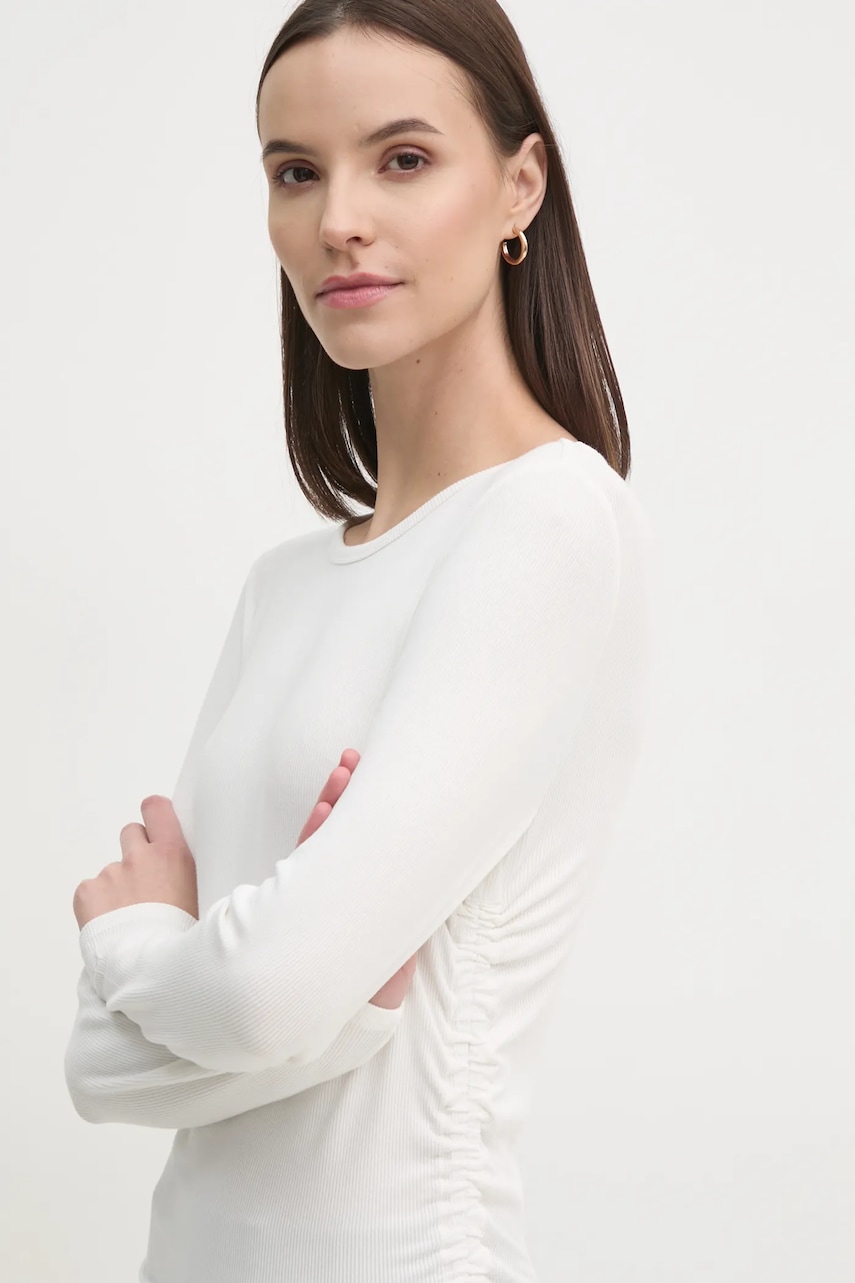 Dkny longsleeve femei, culoarea bej, DP5T9985