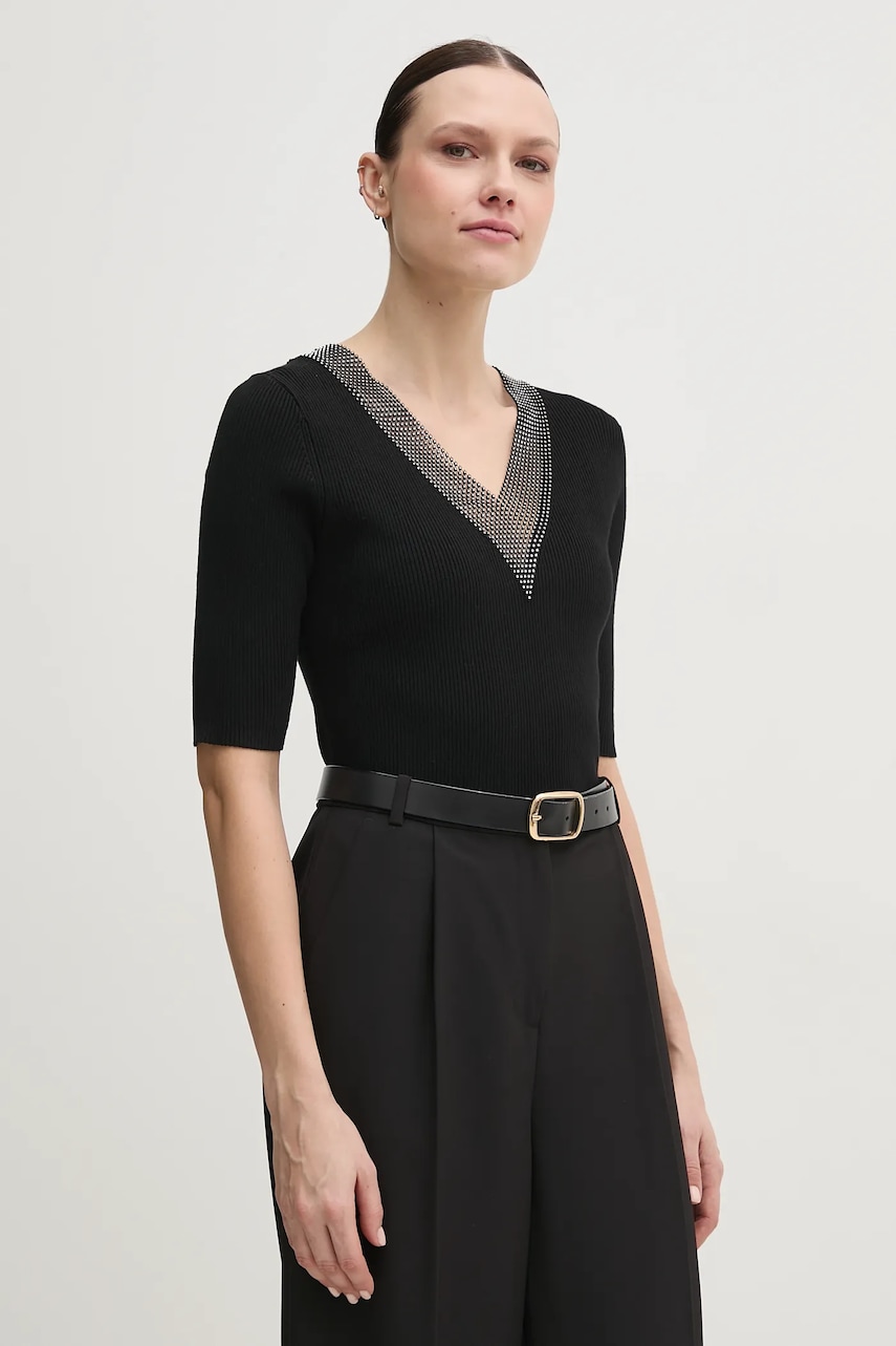 Dkny pulover femei, culoarea negru, P4JSAT69 Dkny pulover femei, culoarea negru, P4JSAT69