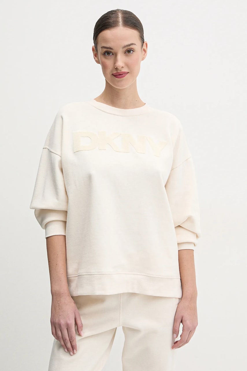 Dkny bluza femei, culoarea bej, cu imprimeu, DP5T1140 Dkny bluza femei, culoarea bej, cu imprimeu, DP5T1140