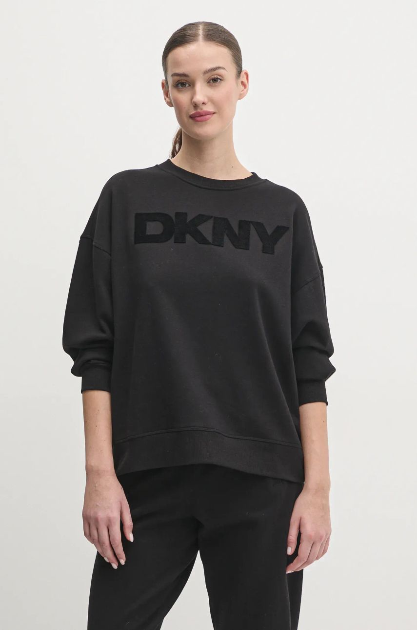 Dkny bluza femei, culoarea negru, cu imprimeu, DP5T1140