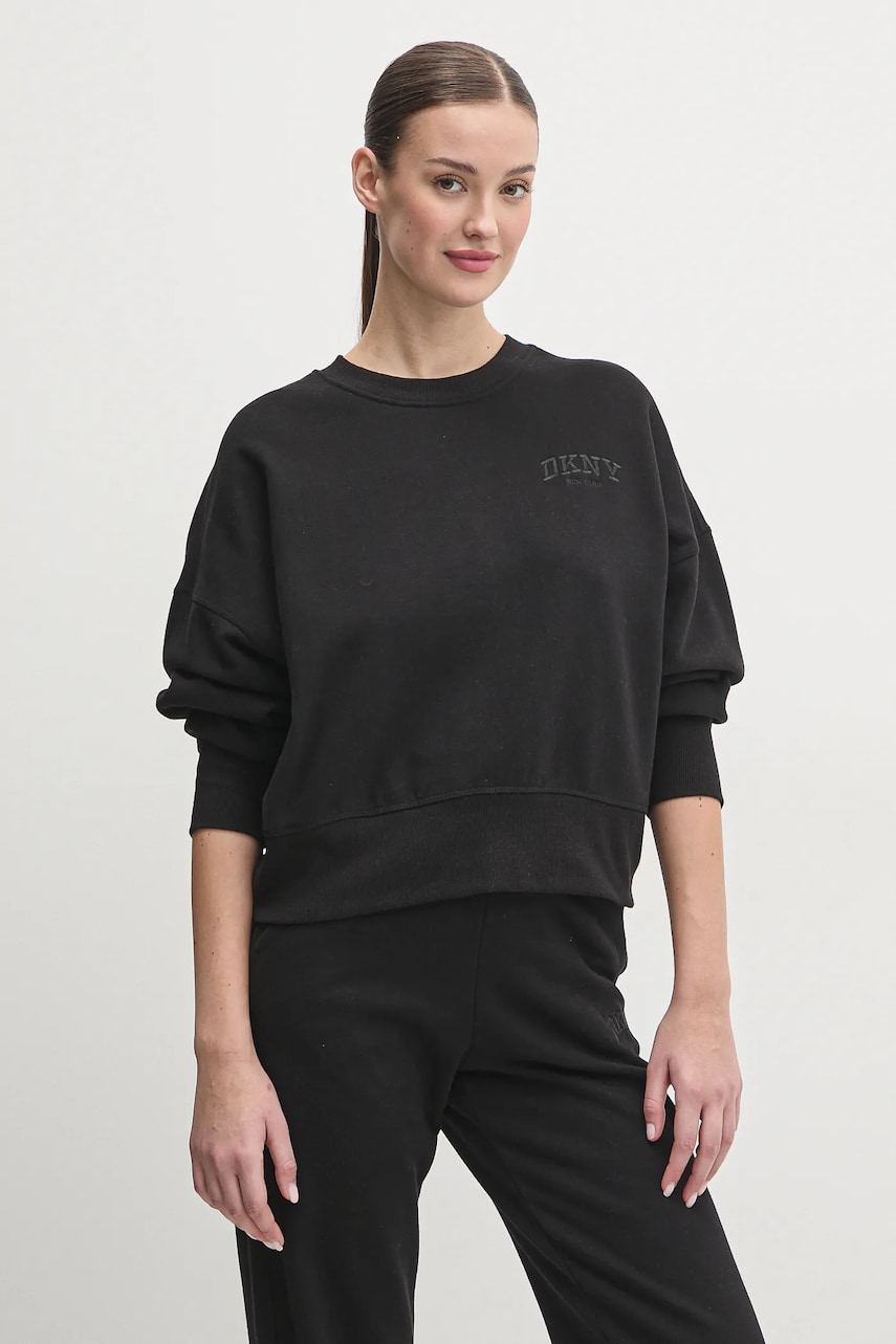 Levně Mikina Dkny dámská, černá barva, hladká, DP5T1144