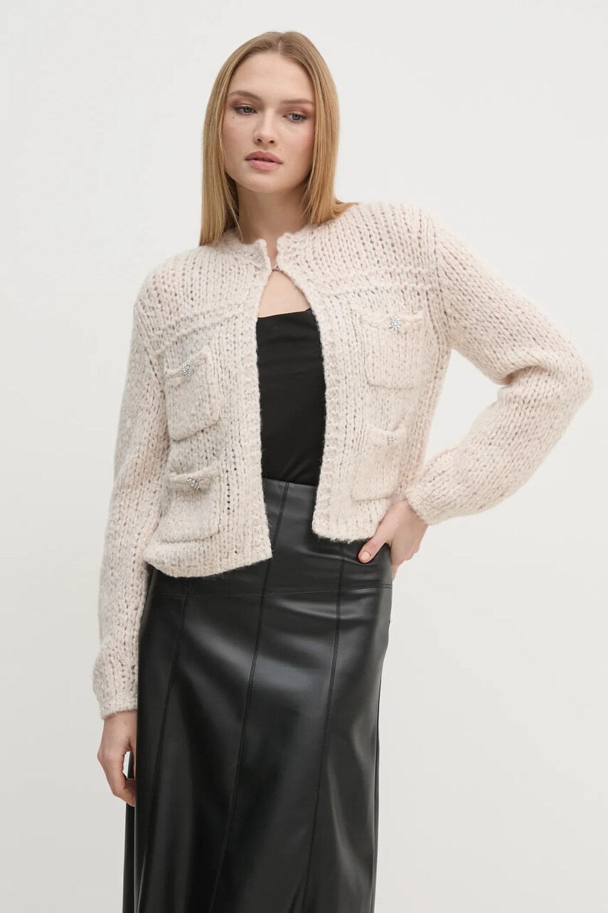 OUI cardigan din amestec de lana culoarea bej, 90614 OUI cardigan din amestec de lana culoarea bej, 90614