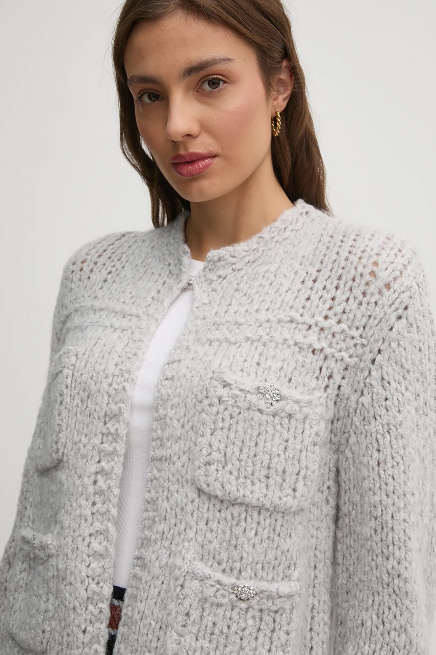 Ζακέτα από μίγμα μαλλιού OUI χρώμα: γκρι, 90614 φωτογραφία