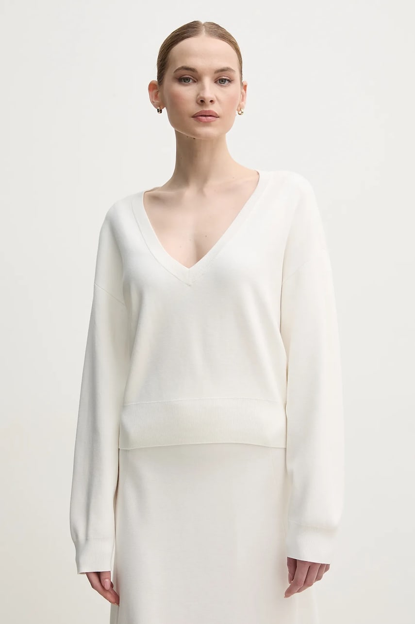 OUI pulover femei, culoarea alb, 91125