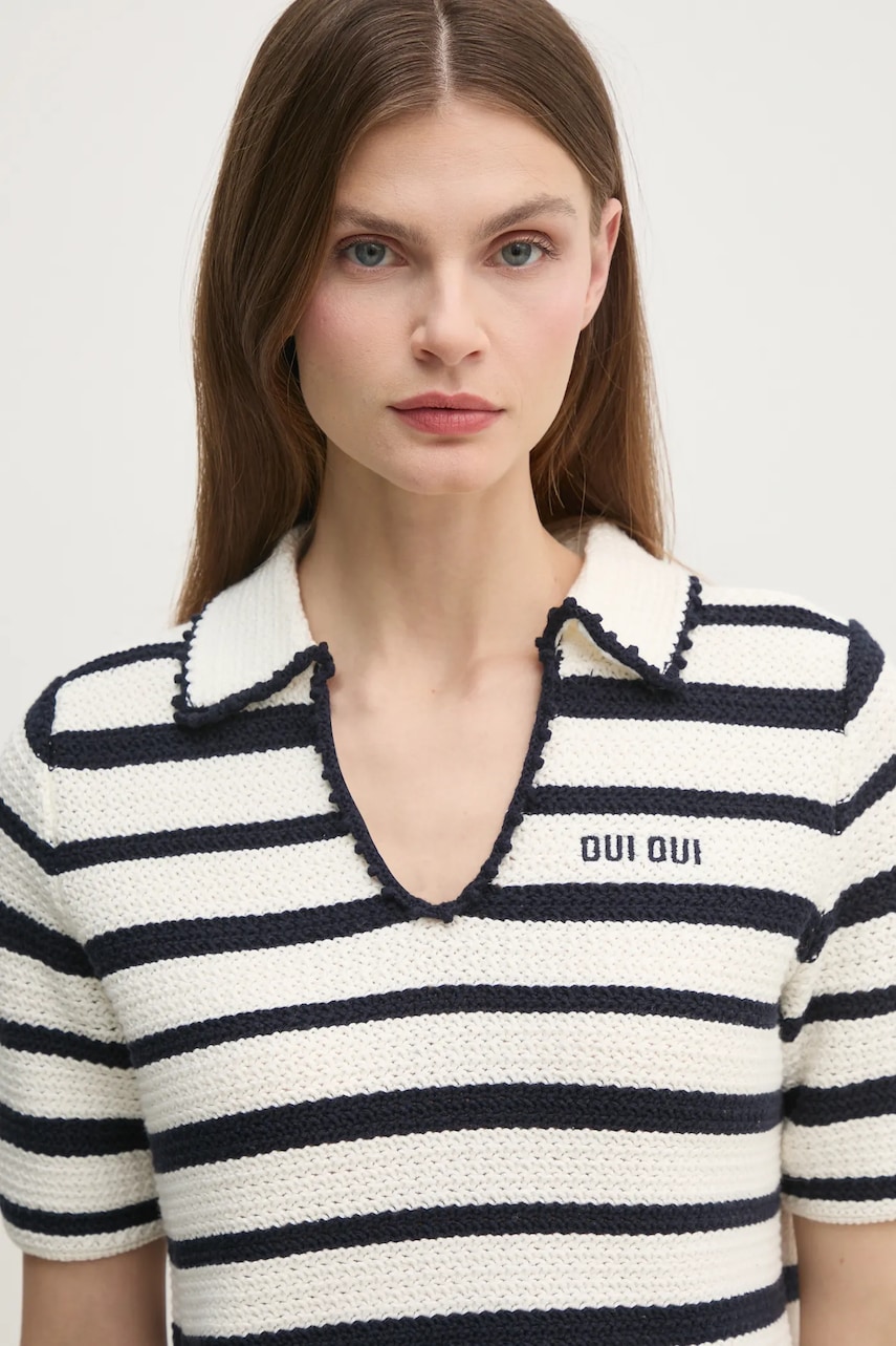 OUI pulover de bumbac culoarea bej, 91946