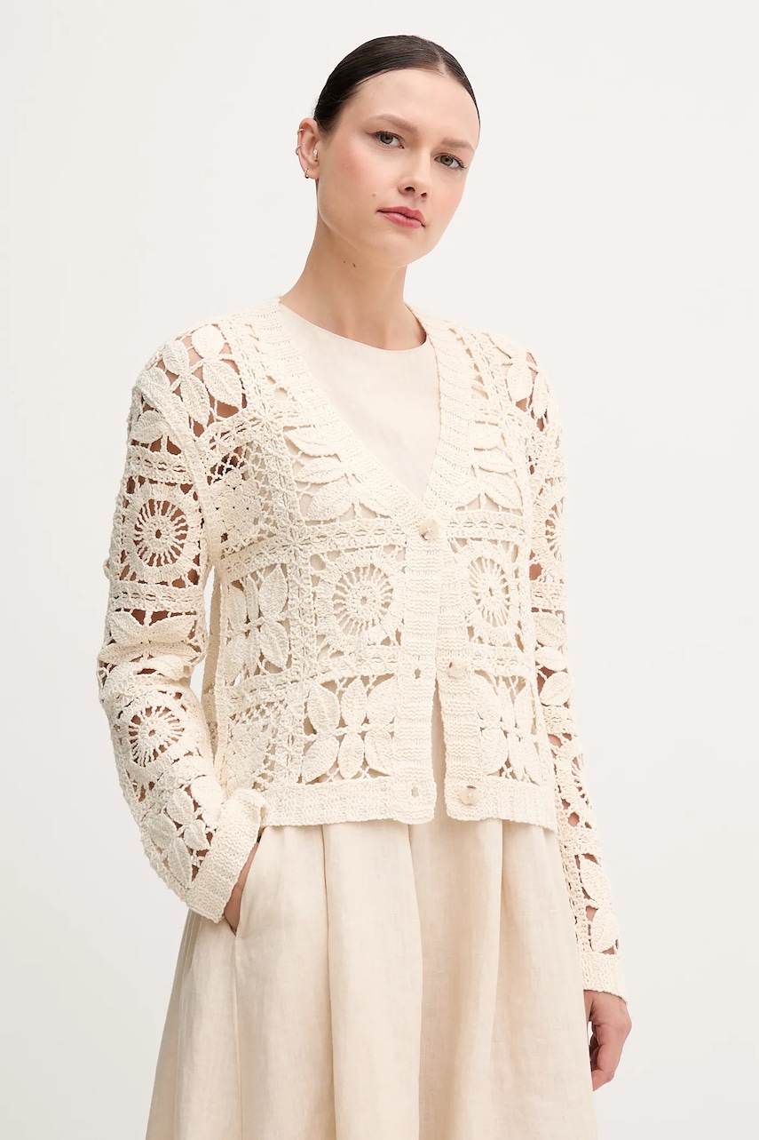 OUI cardigan culoarea bej, 92841