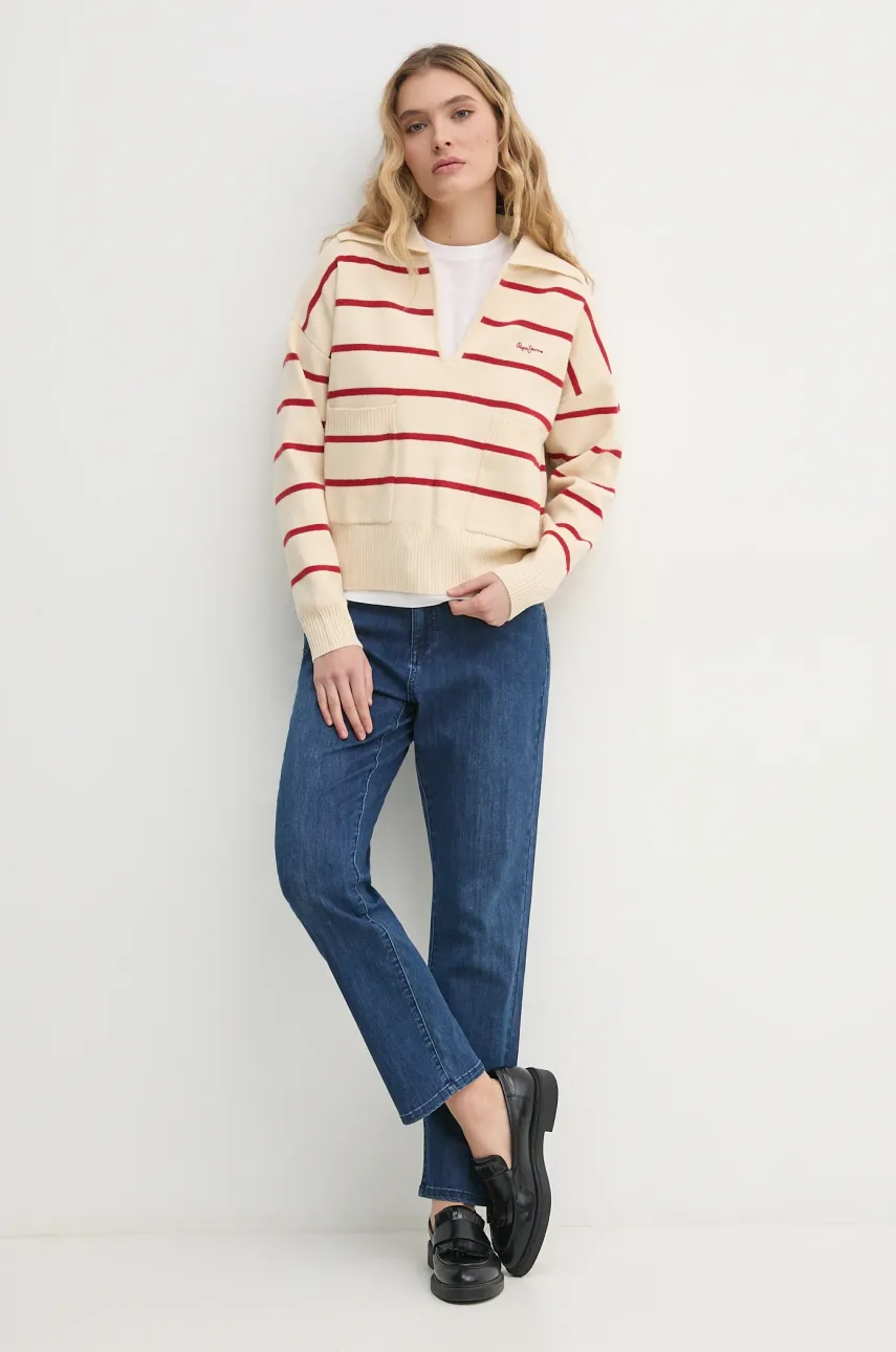 Свитер Pepe Jeans PRISCILLA женский цвет бежевый лёгкий PL702272 Свитер Pepe Jeans PRISCILLA женский цвет бежевый лёгкий PL702272