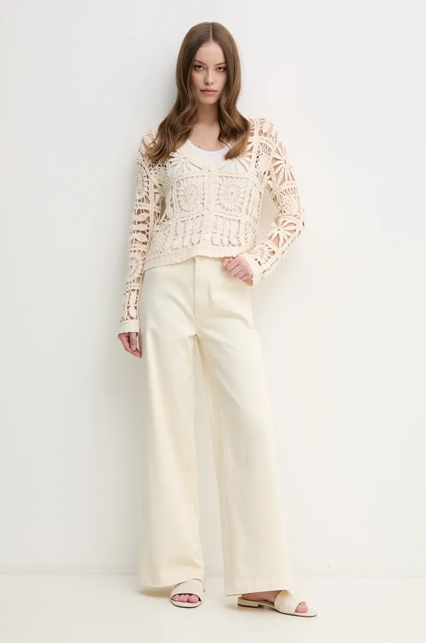 Хлопковый кардиган Pepe Jeans OLYMPIA женский цвет бежевый лёгкий PL702273 Хлопковый кардиган Pepe Jeans OLYMPIA женский цвет бежевый лёгкий PL702273
