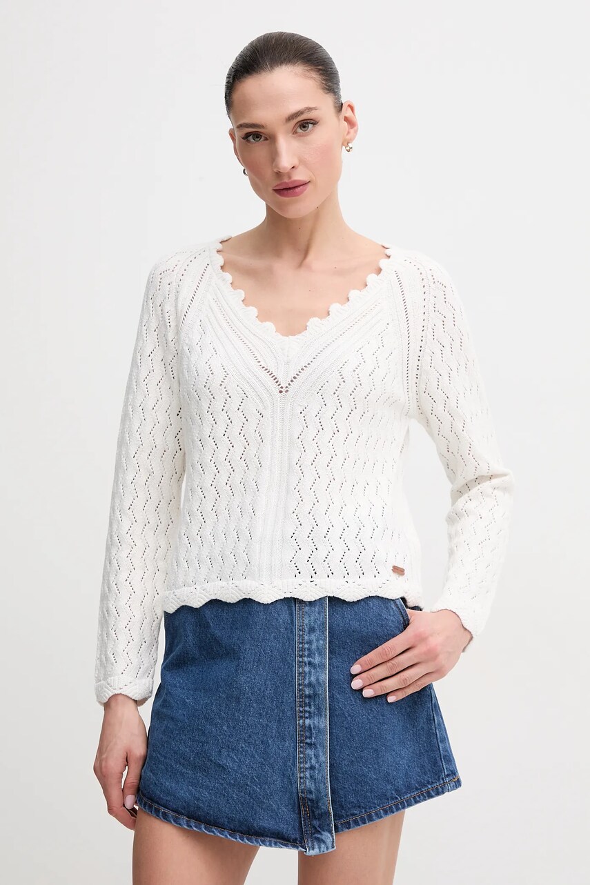 Levně Bavlněný svetr Pepe Jeans OLYA SWEATER dámský, béžová barva, lehký, PL702288