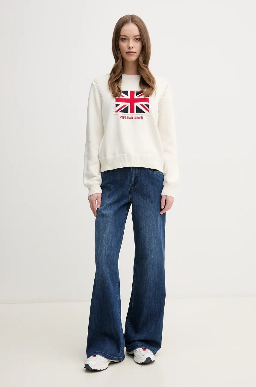 Хлопковый свитер Pepe Jeans NUNA женский цвет бежевый PL702293 Хлопковый свитер Pepe Jeans NUNA женский цвет бежевый PL702293