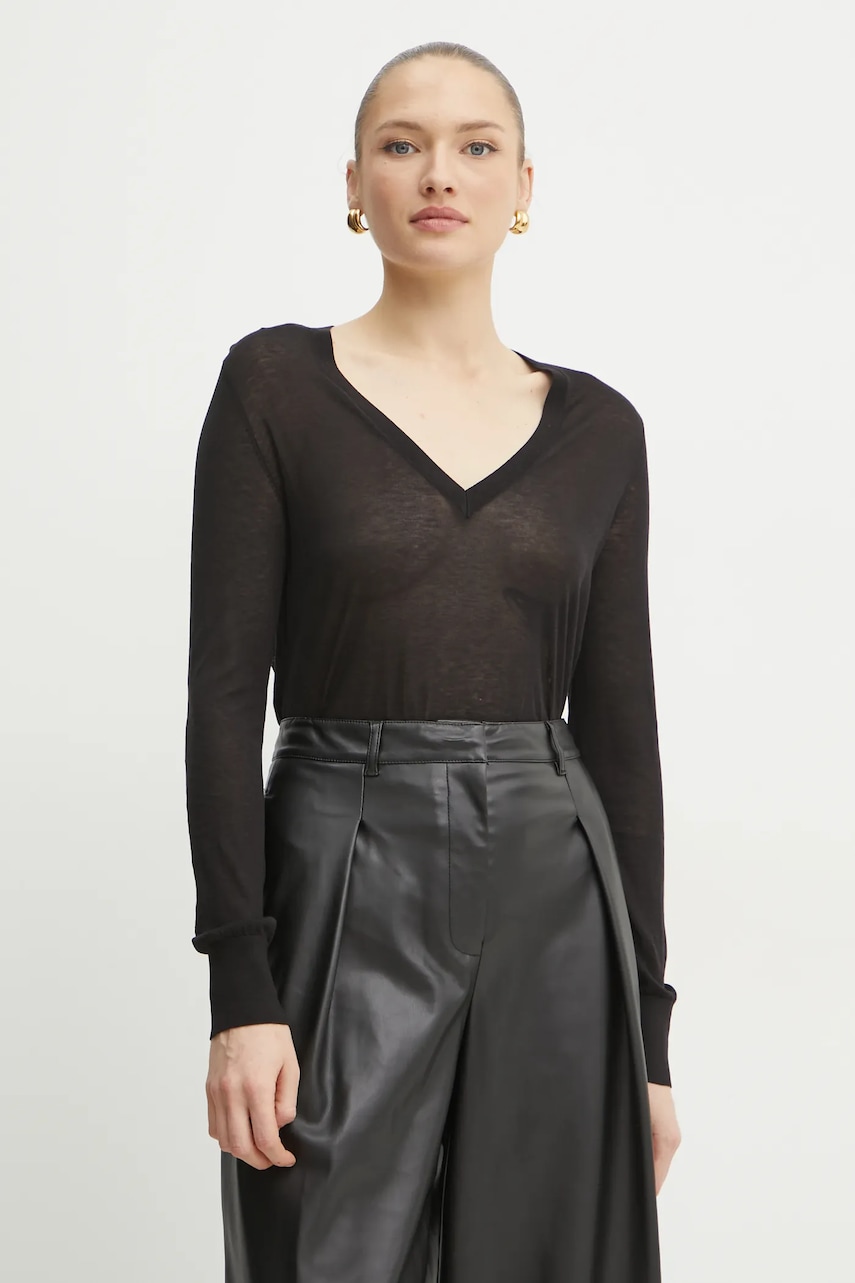 MICHAEL Michael Kors pulover din amestec de mătase femei, culoarea negru, light, MR56159GW2 MICHAEL Michael Kors pulover din amestec de mătase femei, culoarea negru, light, MR56159GW2