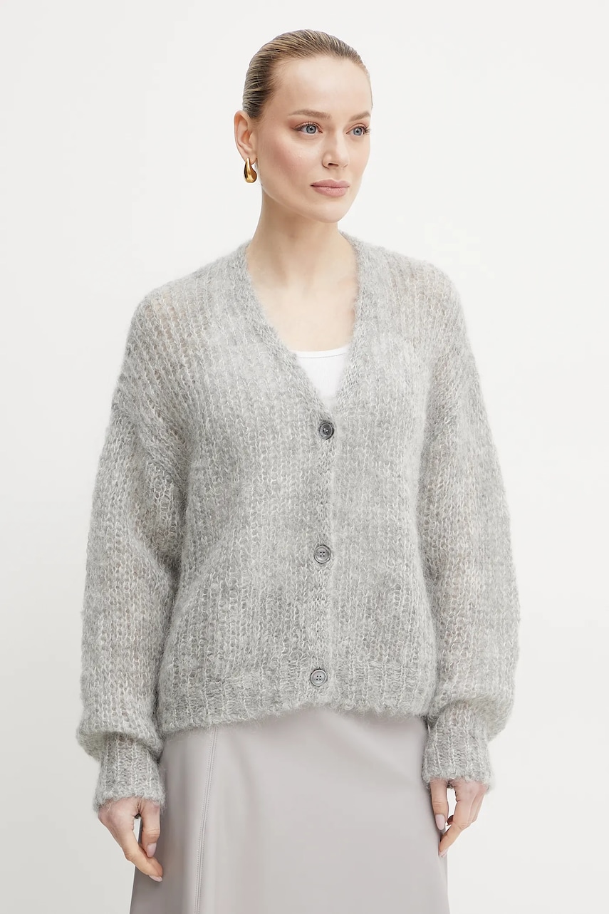 Weekend Max Mara cardigan din lana femei, culoarea gri, 2515341031600 Weekend Max Mara cardigan din lana femei, culoarea gri, 2515341031600