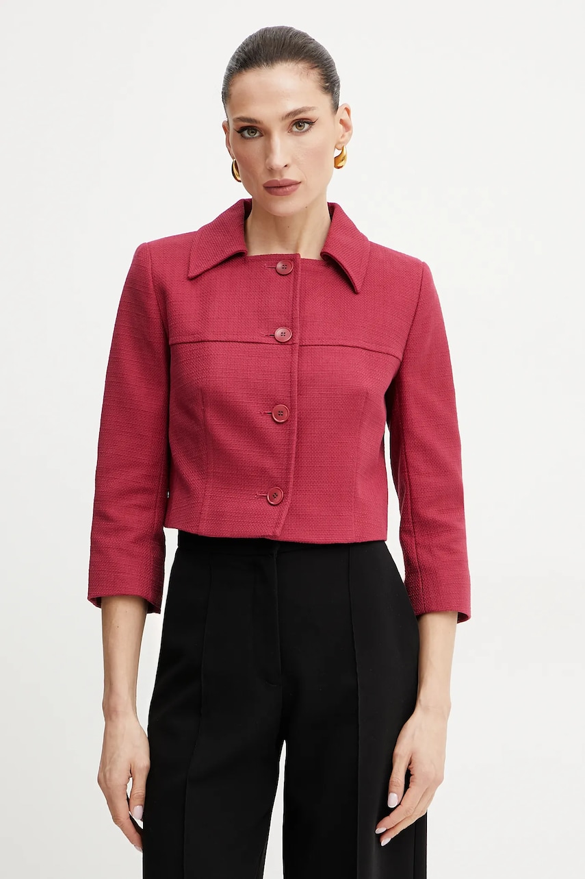 Weekend Max Mara sacou din bumbac culoarea bordo, un singur rand de nasturi, uni, 2515041016600 Weekend Max Mara sacou din bumbac culoarea bordo, un singur rand de nasturi, uni, 2515041016600