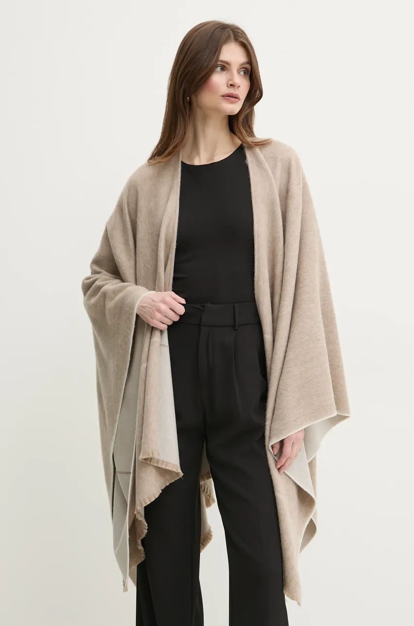 MM poncho de lână culoarea bej, light, 2516731027600