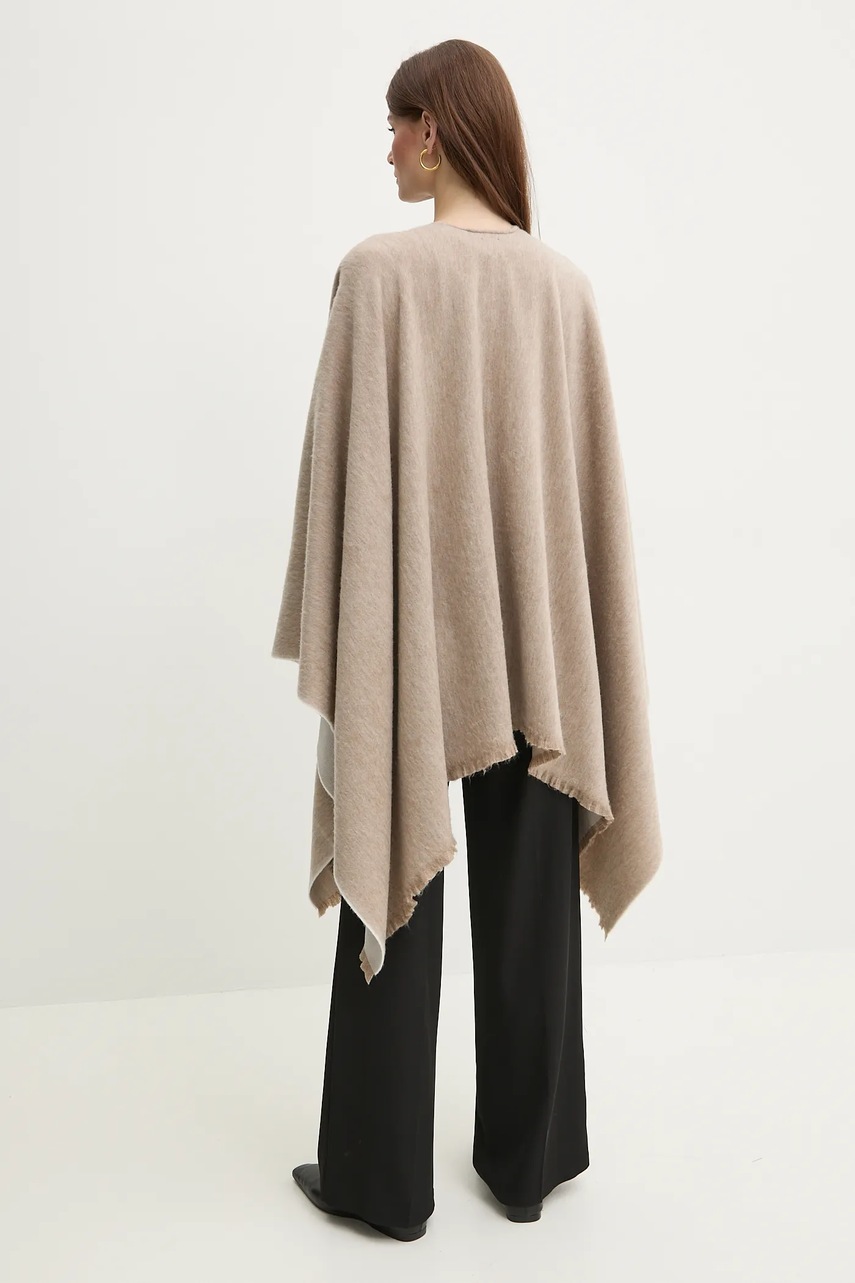 Max Mara Leisure gyapjú poncsó bézs, könnyű, 2516731027600 termék 2. képe