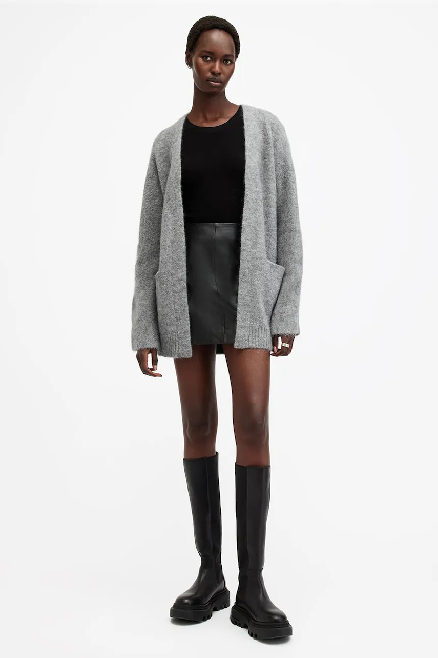 AllSaints cardigan din lână ZOE culoarea gri, W048KB