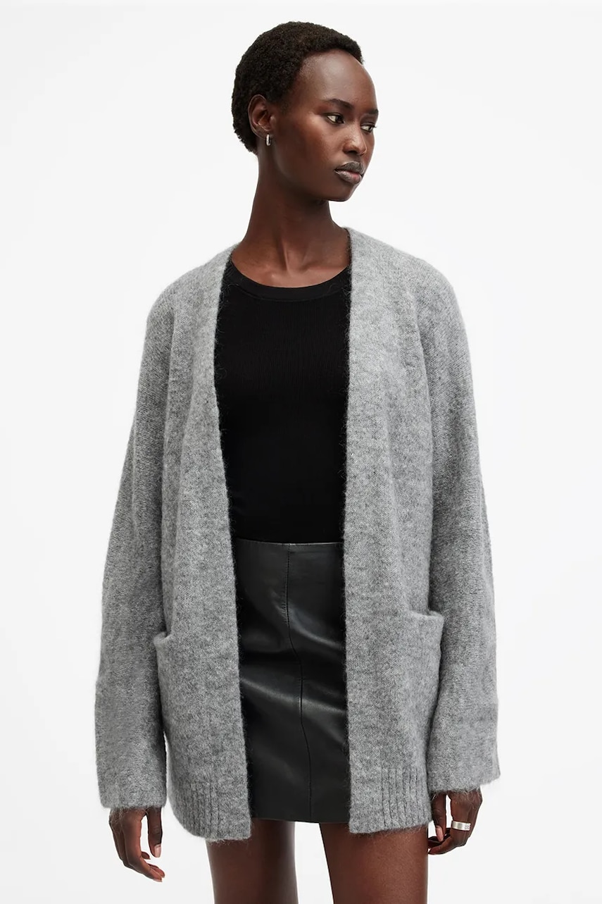 Шерстяной кардиган AllSaints ZOE цвет серый W048KB Шерстяной кардиган AllSaints ZOE цвет серый W048KB
