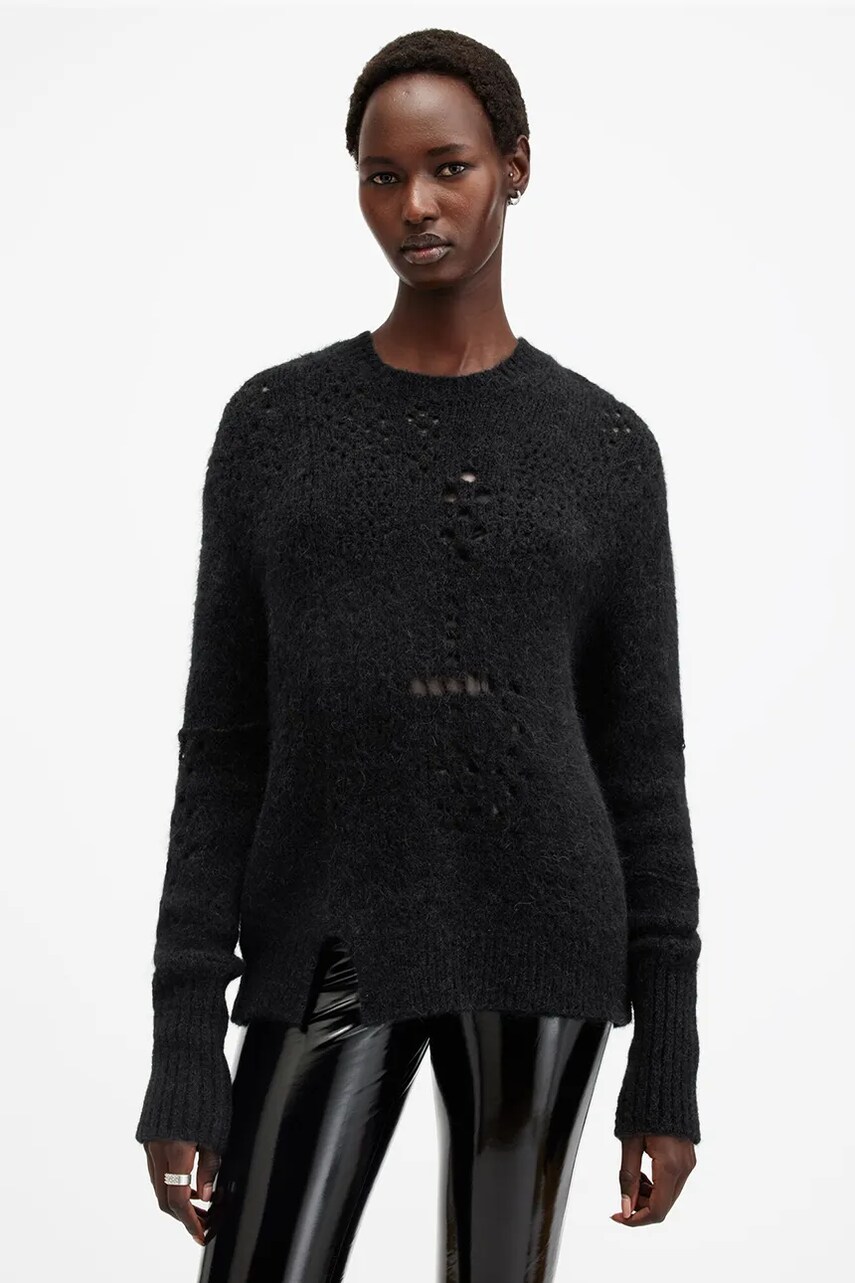 AllSaints pulover de lână WINNIE femei, culoarea negru, călduros, W111KB