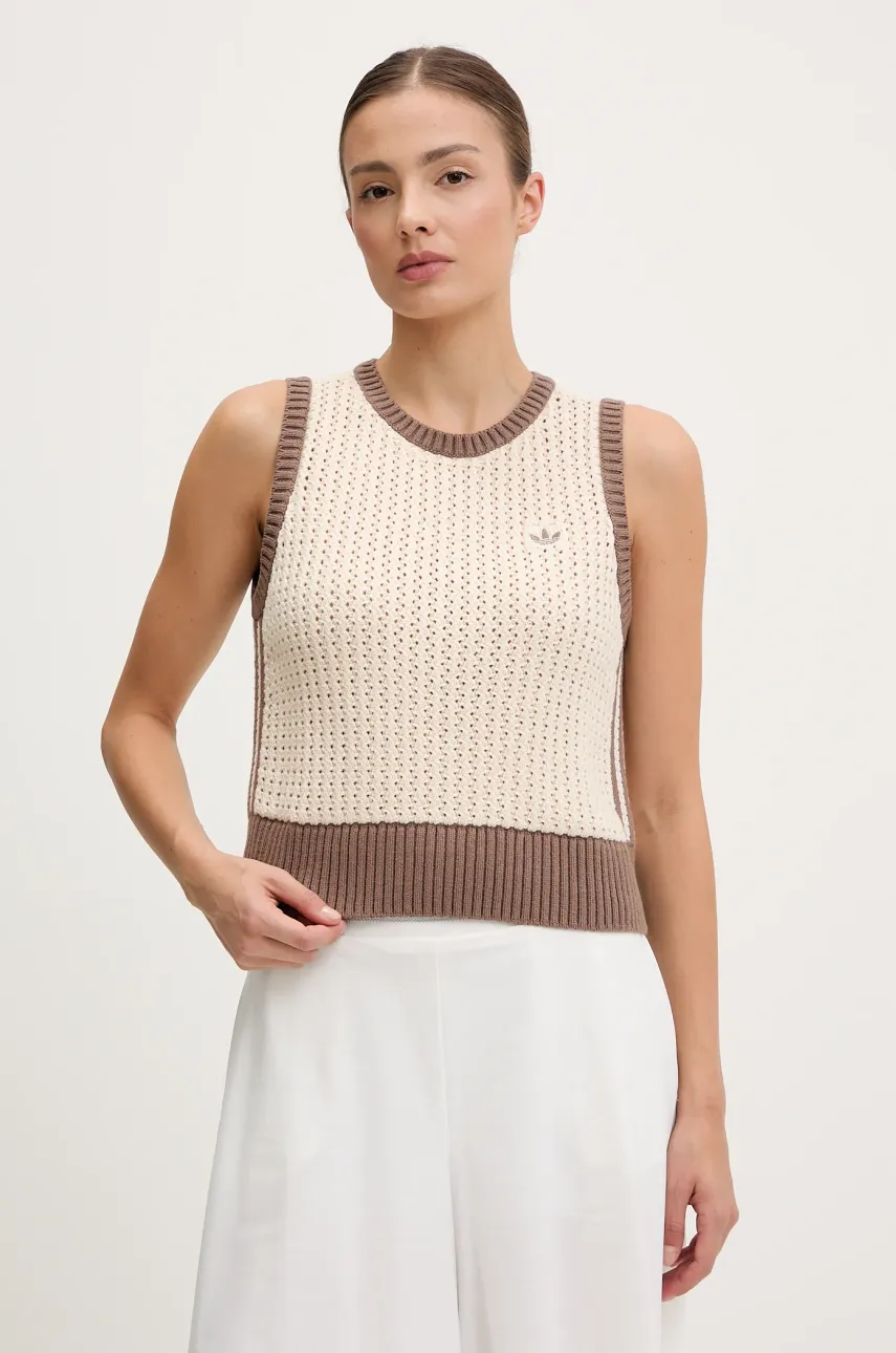 adidas Originals vestă KNITTED VEST culoarea bej, JD0904