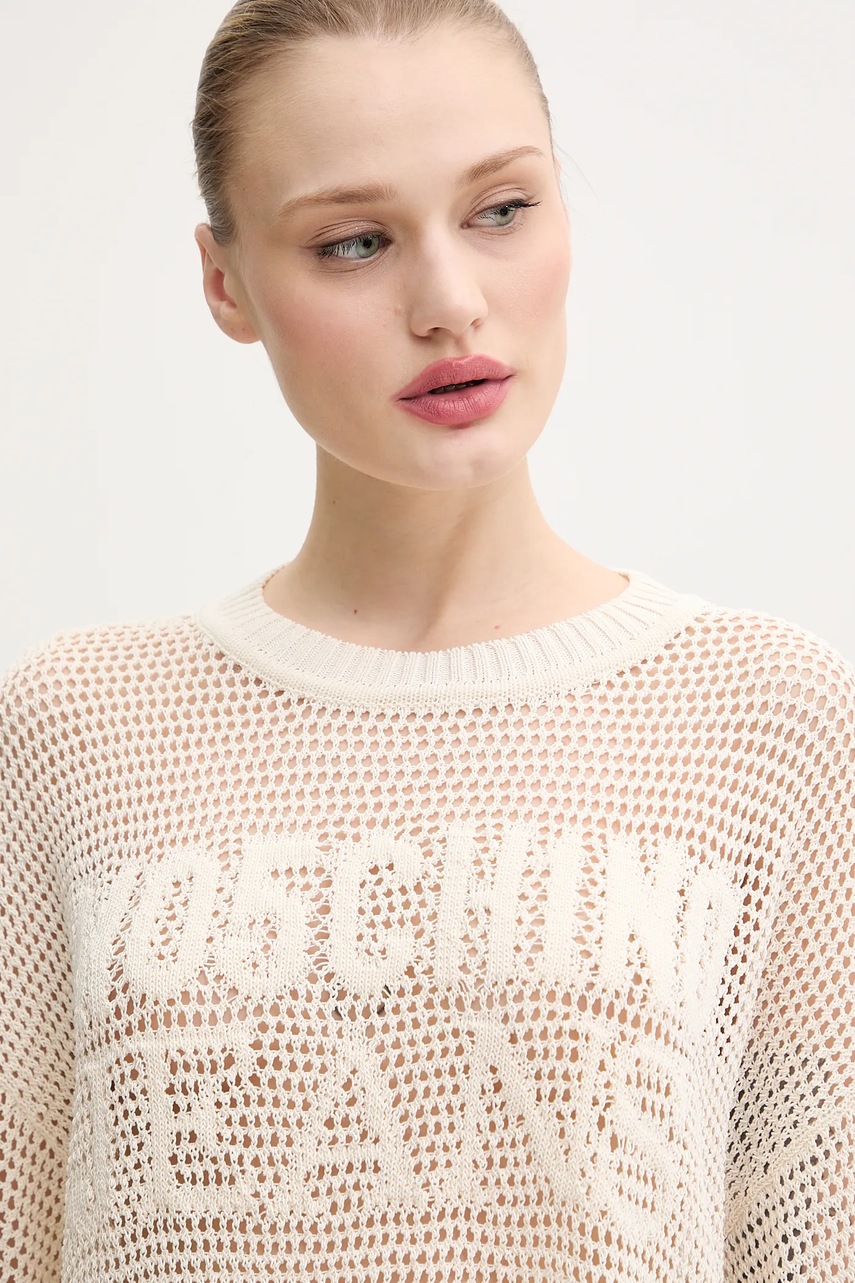 Πουλόβερ Moschino Jeans χρώμα: μπεζ, 0904 3701 φωτογραφία