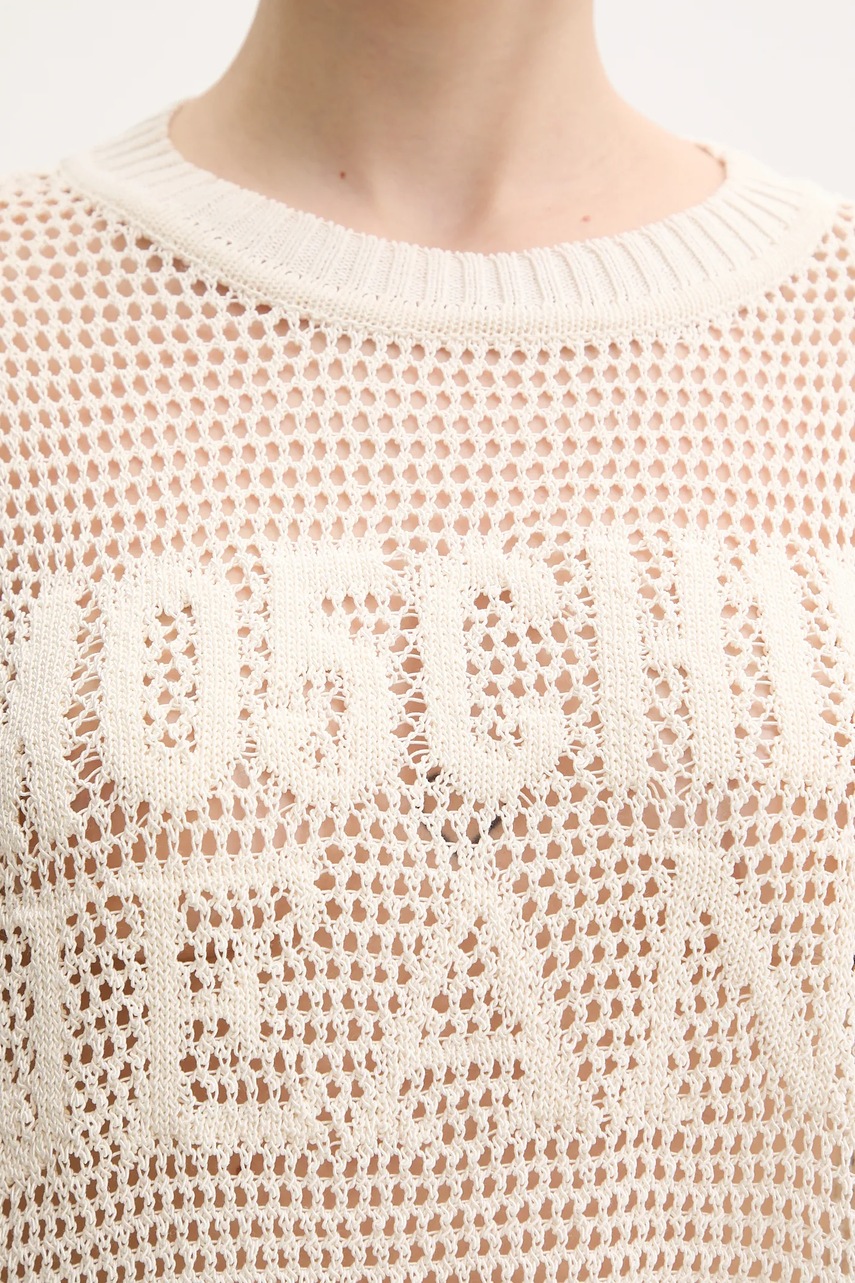 Πουλόβερ Moschino Jeans χρώμα: μπεζ, 0904 3701 φωτογραφία