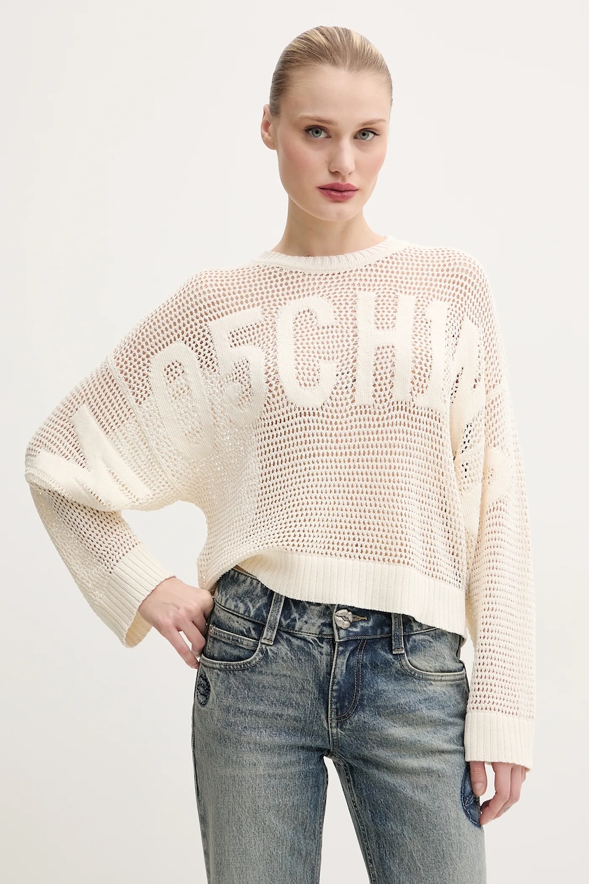 Moschino Jeans pulover femei, culoarea bej, light, 0903 3701 Moschino Jeans pulover femei, culoarea bej, light, 0903 3701