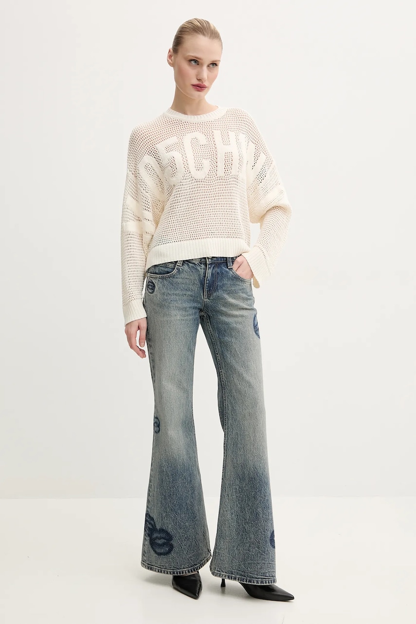 Свитер Moschino Jeans женский цвет бежевый лёгкий 0903 3701 Свитер Moschino Jeans женский цвет бежевый лёгкий 0903 3701