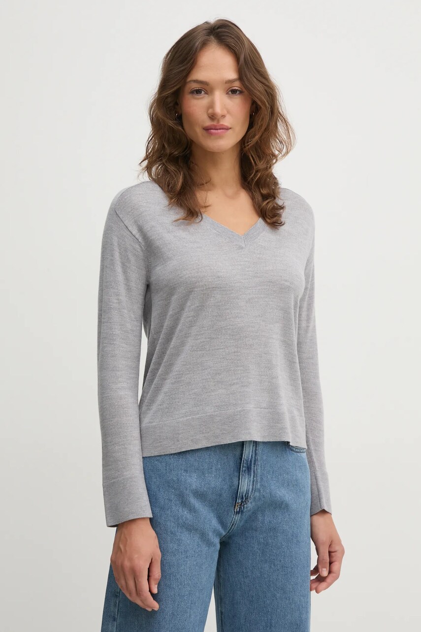 United Colors of Benetton pulover de lana femei, culoarea gri, light, 11AHD402M