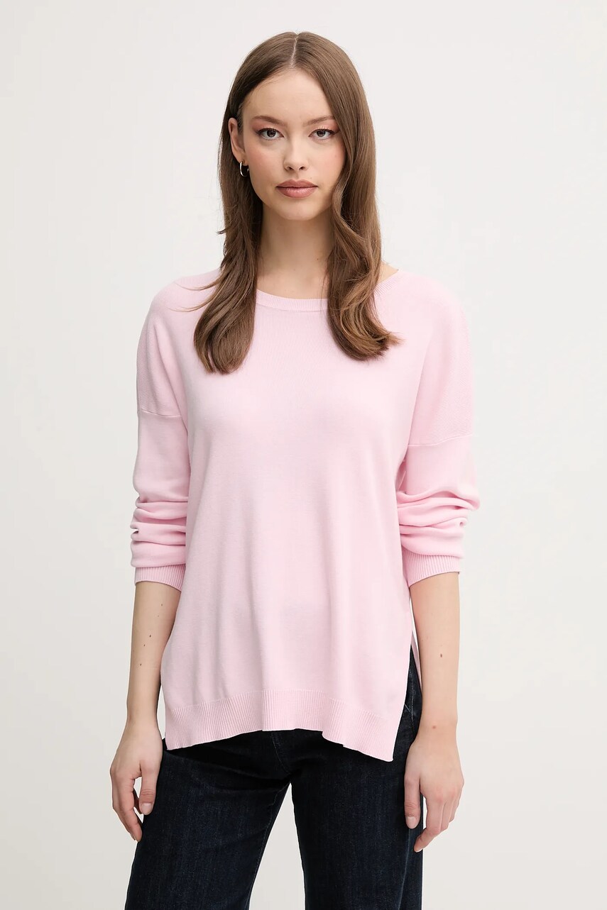 United Colors of Benetton pulover de bumbac femei, culoarea roz, light, 1091D10D7