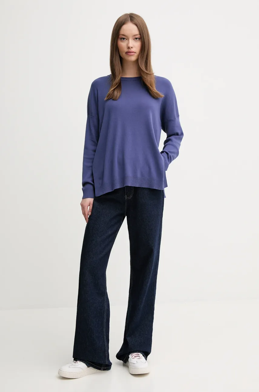 Хлопковый свитер United Colors of Benetton женская цвет синий лёгкое 1091D10D7 Хлопковый свитер United Colors of Benetton женская цвет синий лёгкое 1091D10D7